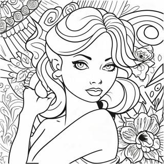 Glamorous Tattoo Pin Up Coloring Page 135804-67574