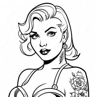 Glamorous Tattoo Pin Up Coloring Page 135804-67576