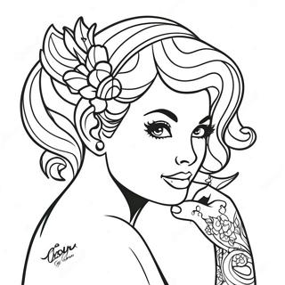 Sassy Tattoo Pin Up Coloring Page 135805 67580