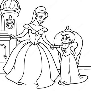 Cinderella With Her Magical Fairy Godmother Coloring Page 13611-2970