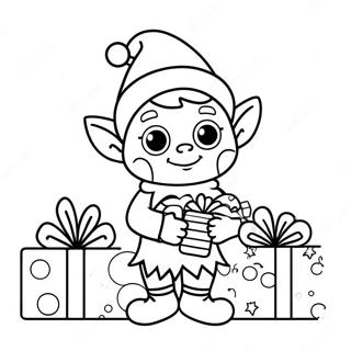 Adorable Elf With Presents Coloring Page 136233-67905