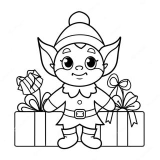 Adorable Elf With Presents Coloring Page 136233-67906