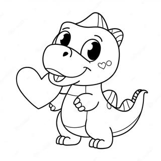 Cute Dinosaur Holding Heart Coloring Page 136360-68005