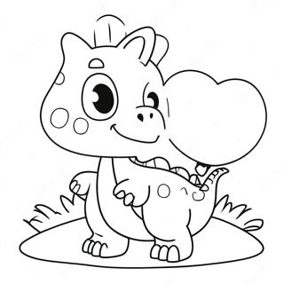 Cute Dinosaur Holding Heart Coloring Page 136360-68006