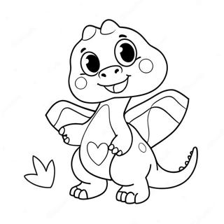 Cute Dinosaur Holding Heart Coloring Page 136360 68008