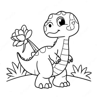 Adorable Dinosaur With Valentine Flowers Coloring Page 136363 68017