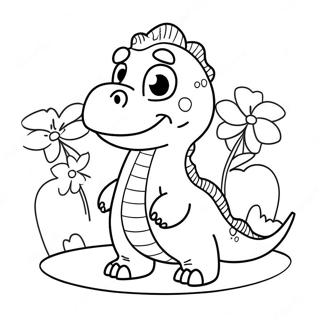Dinosaur Valentines Coloring Pages