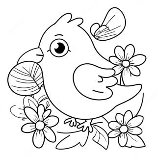 Birds And Flowers Coloring Pages