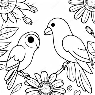 Exotic Birds Among Beautiful Flowers Coloring Page 136543-68153