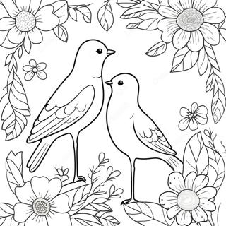 Majestic Birds And Delicate Flowers Coloring Page 136544-68157