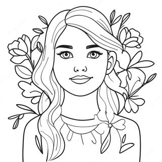 Trendy Tumblr Girl With Flowers Coloring Page 136595 68193
