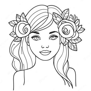 Trendy Tumblr Girl With Flowers Coloring Page 136595 68195
