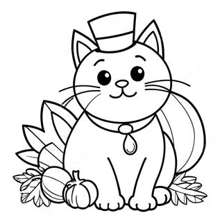 Thanksgiving Cat Coloring Page 136771-68322