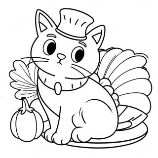 Thanksgiving Cat Coloring Page 136771-68469