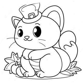 Cute Thanksgiving Cat With Pumpkin Coloring Page 136772-68328
