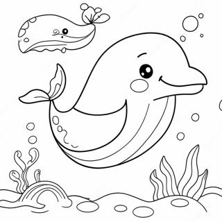 Happy Whale Swimming Coloring Page 136850-68533