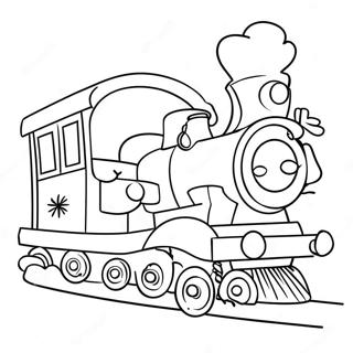 Cute Christmas Train With Santa Coloring Page 137160-68783
