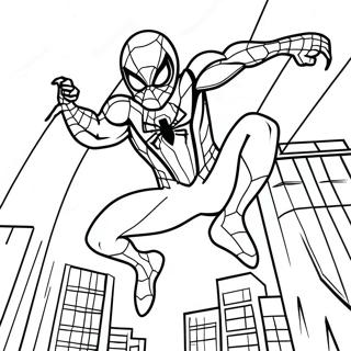 Iron Spider Swinging Through City Coloring Page 137388-68955
