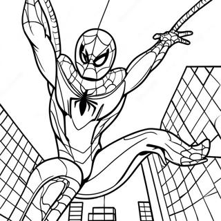 Iron Spider Swinging Through City Coloring Page 137388-68956