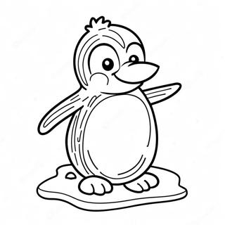 Cute Penguin On Ice Coloring Page 137442-69005