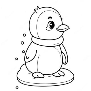 Cute Penguin On Ice Coloring Page 137442-69008