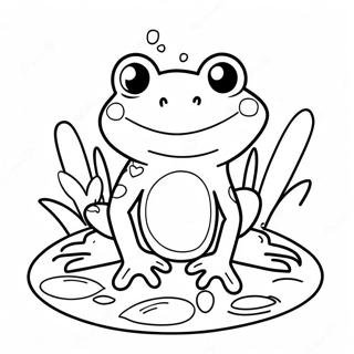 Cute Frog Sitting On Lily Pad Coloring Page 13780-3006