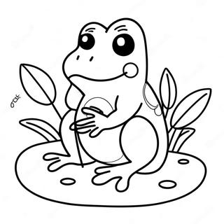 Cute Frog Sitting On Lily Pad Coloring Page 13780-3007