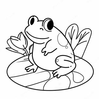 Cute Frog Sitting On Lily Pad Coloring Page 13780-3008