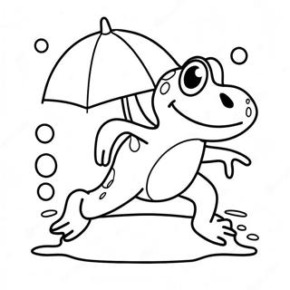 Happy Frog Jumping In The Rain Coloring Page 13781-3009