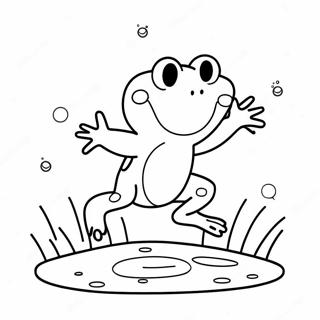 Happy Frog Jumping In The Rain Coloring Page 13781-3010