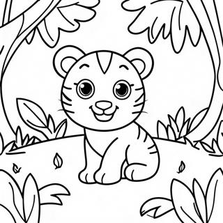 Baby Tiger In A Jungle Setting Coloring Page 137981-69425