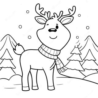 Playful Reindeer With A Scarf Coloring Page 138542 69860