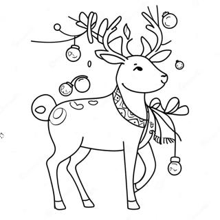 Festive Reindeer With Christmas Lights Coloring Page 138543-69861