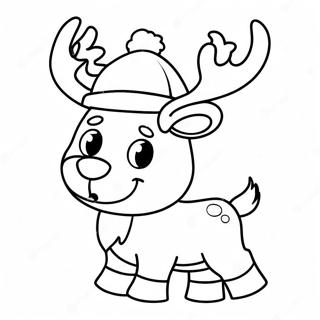 Happy Reindeer With A Santa Hat Coloring Page 138544 69866