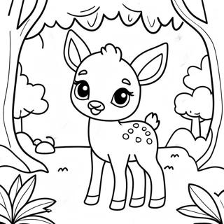 Cute Baby Deer In Forest Coloring Page 138695 69976