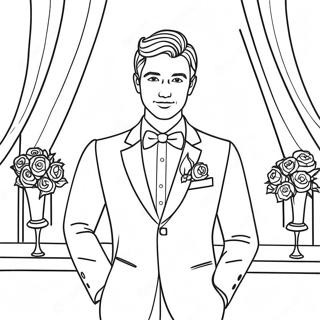Charming Groom In Tuxedo Coloring Page 13874-3032