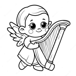 Little Angel With Harp Coloring Page 139414 70541
