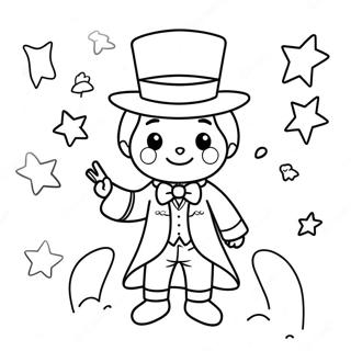 Cute Magician With Starry Background Coloring Page 139515-70625