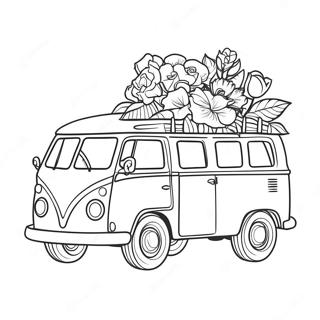 Vintage Van With Flowers Coloring Page 139566-70662