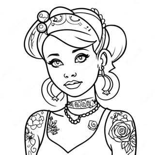 Edgy Punk Disney Princess With Tattoos Coloring Page 139666-70733