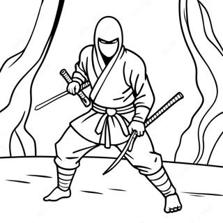 Stealthy Ninja In Shadows Coloring Page 14151-3086