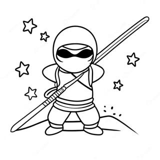 Ninja With Sword And Stars Coloring Page 14153-3094