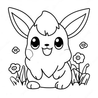 Cute Eevee With Flowers Coloring Page 14240-3106