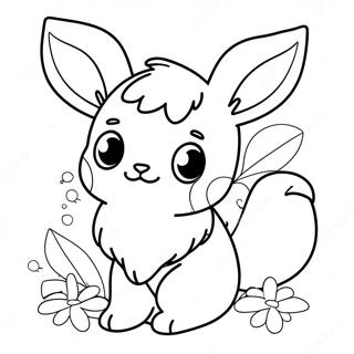 Cute Eevee With Flowers Coloring Page 14240-3108