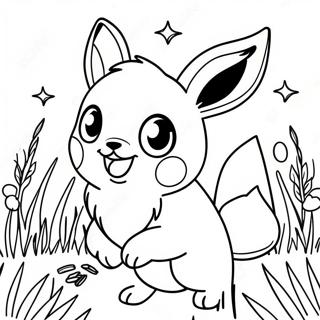 Eevee Playing In The Grass Coloring Page 14241-3109