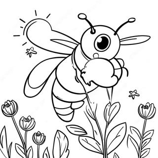 Bumblebee In A Garden Coloring Page 14444-3162