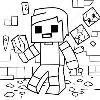 Minecraft Steve Mining Diamonds Coloring Page 1452-455