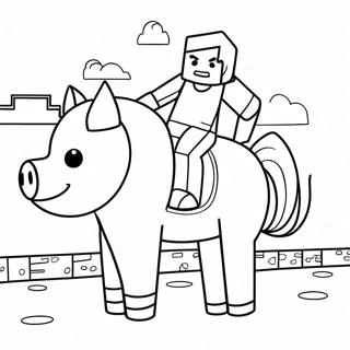 Minecraft Pig Riding A Saddle Coloring Page 1454-2066