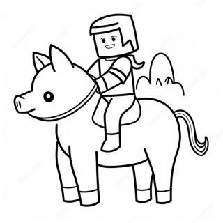 Minecraft Pig Riding A Saddle Coloring Page 1454-2067