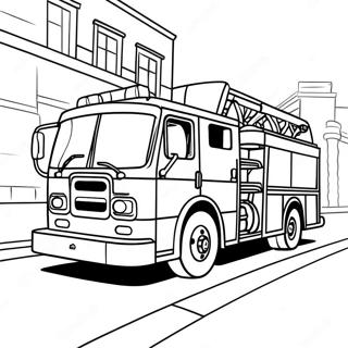 Fire Truck Racing Down The Street Coloring Page 14988-3265